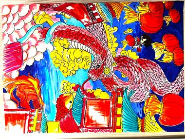 绘春节 展中国年味||小学生春节新年绘画（7张）