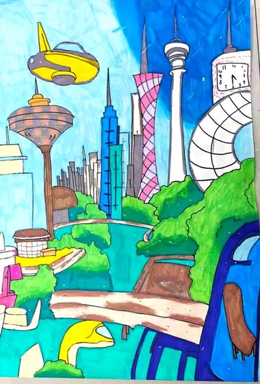 “科创未来”主题绘画比赛获奖作品（7张）